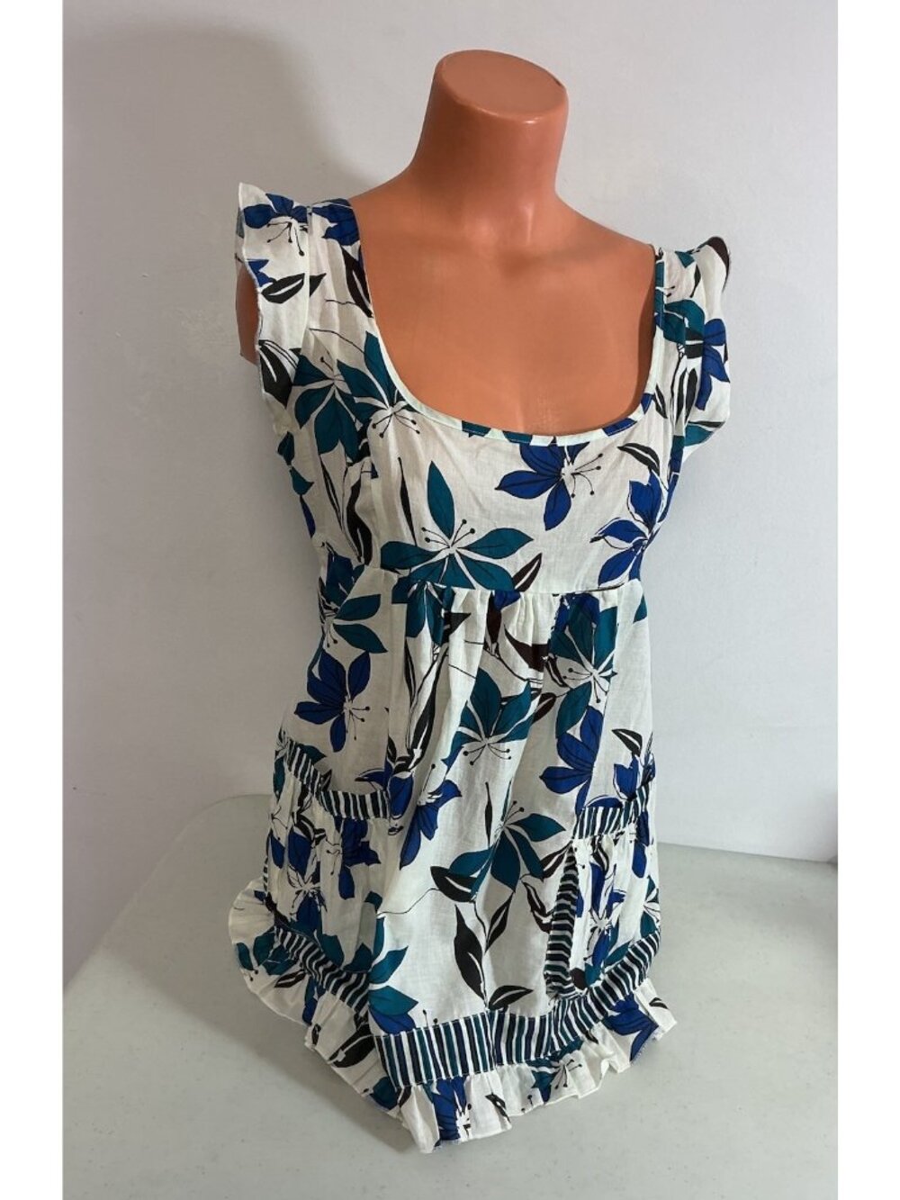 Vintage Floral Babydoll Top Tie Back Womens Large New